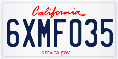 CA license plate 6XMF035