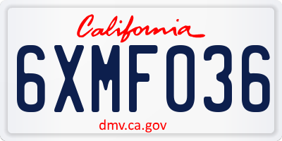 CA license plate 6XMF036