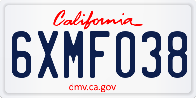 CA license plate 6XMF038