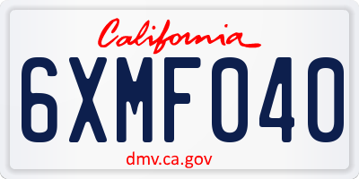CA license plate 6XMF040