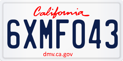 CA license plate 6XMF043