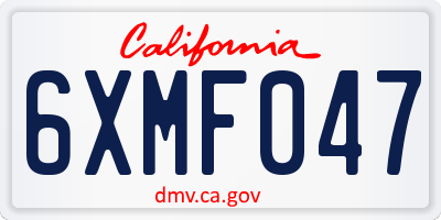 CA license plate 6XMF047