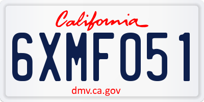 CA license plate 6XMF051