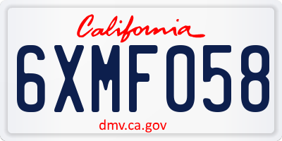CA license plate 6XMF058