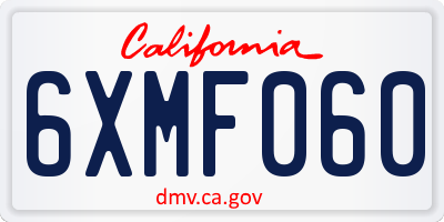CA license plate 6XMF060