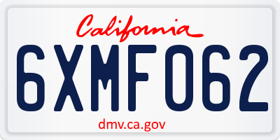 CA license plate 6XMF062