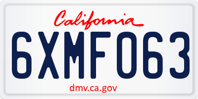 CA license plate 6XMF063