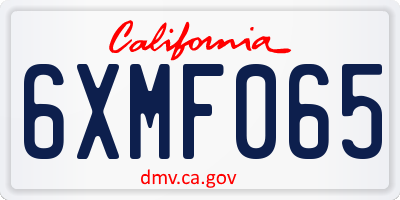 CA license plate 6XMF065
