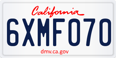 CA license plate 6XMF070