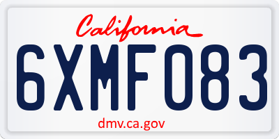 CA license plate 6XMF083