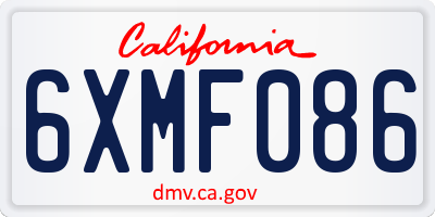 CA license plate 6XMF086