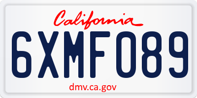 CA license plate 6XMF089