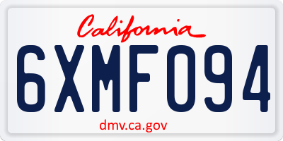 CA license plate 6XMF094