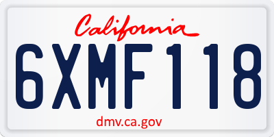 CA license plate 6XMF118
