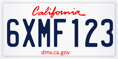 CA license plate 6XMF123