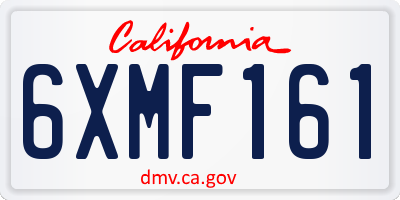 CA license plate 6XMF161