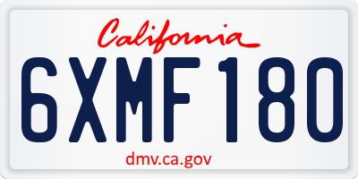 CA license plate 6XMF180