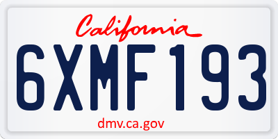 CA license plate 6XMF193