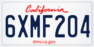 CA license plate 6XMF204