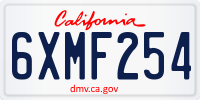 CA license plate 6XMF254