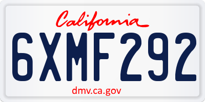CA license plate 6XMF292