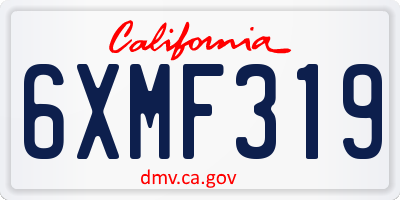 CA license plate 6XMF319