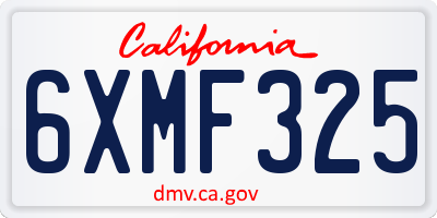 CA license plate 6XMF325