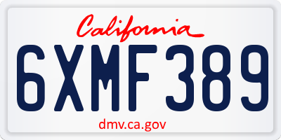 CA license plate 6XMF389