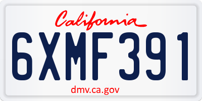 CA license plate 6XMF391