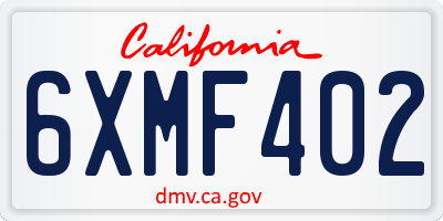 CA license plate 6XMF402