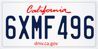 CA license plate 6XMF496