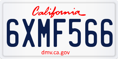CA license plate 6XMF566