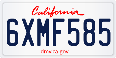 CA license plate 6XMF585