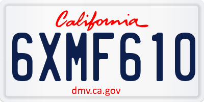 CA license plate 6XMF610