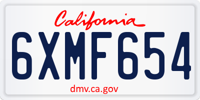 CA license plate 6XMF654