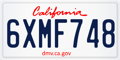 CA license plate 6XMF748