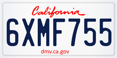 CA license plate 6XMF755
