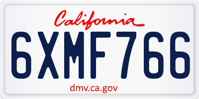 CA license plate 6XMF766
