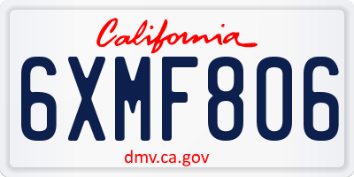 CA license plate 6XMF806