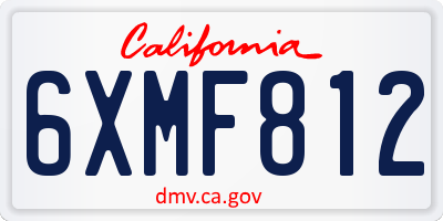 CA license plate 6XMF812