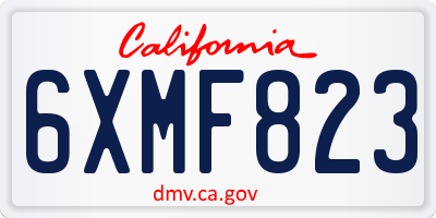 CA license plate 6XMF823