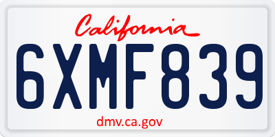 CA license plate 6XMF839