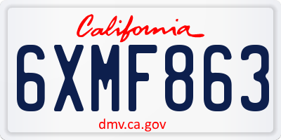 CA license plate 6XMF863