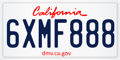 CA license plate 6XMF888