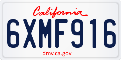 CA license plate 6XMF916