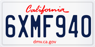 CA license plate 6XMF940