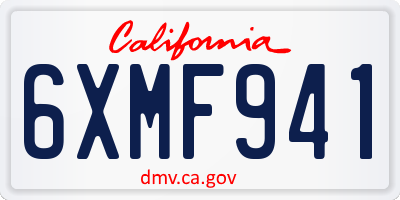 CA license plate 6XMF941