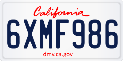 CA license plate 6XMF986
