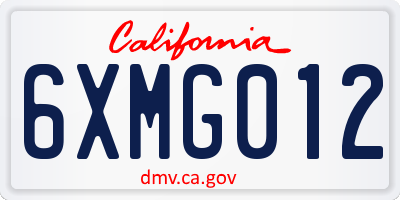 CA license plate 6XMG012