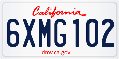 CA license plate 6XMG102
